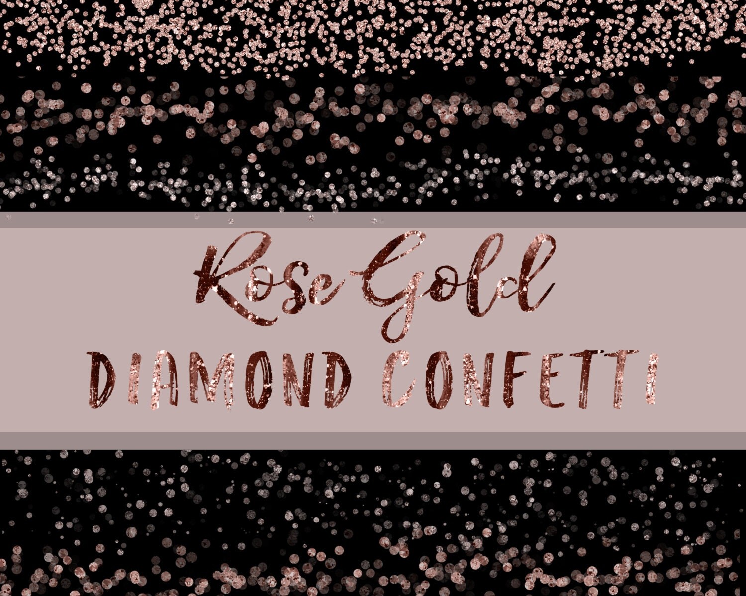 Rose Gold Diamond Confetti, Digital Clipart Overlays 