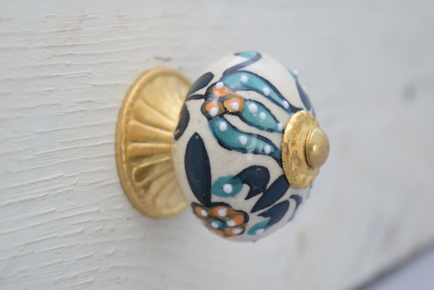 Gold Drawer Knobs with Teal Pulls Dresser Knobs