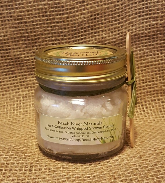 Peppermint sea salt foot scrub, peppermint body scrub, natural scrub