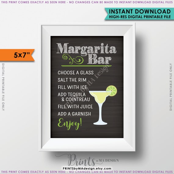 Margarita Bar Sign Make your own Margarita Salted Rim
