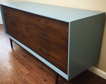 SOLD***Mid-Century Two Tone Dresser Credenza