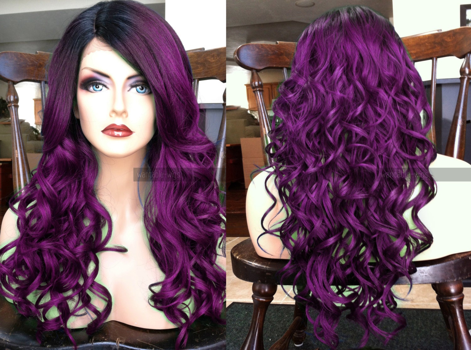 Purple Lace FRONT Wig // HEAT Ok Curly Pastel Wig w/ Skin Part