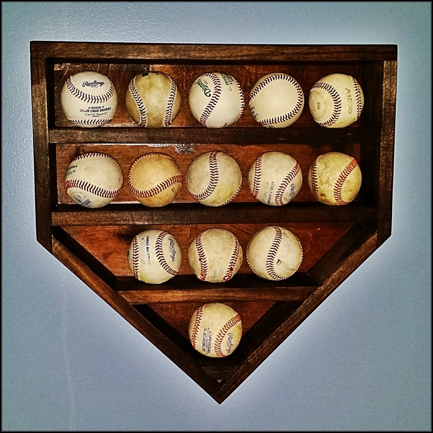 Wood home plate baseball holder