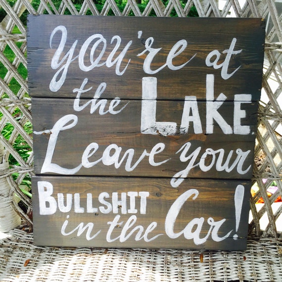 Rustic Lake House Sign Personalized Lake Rules Wall Hanging