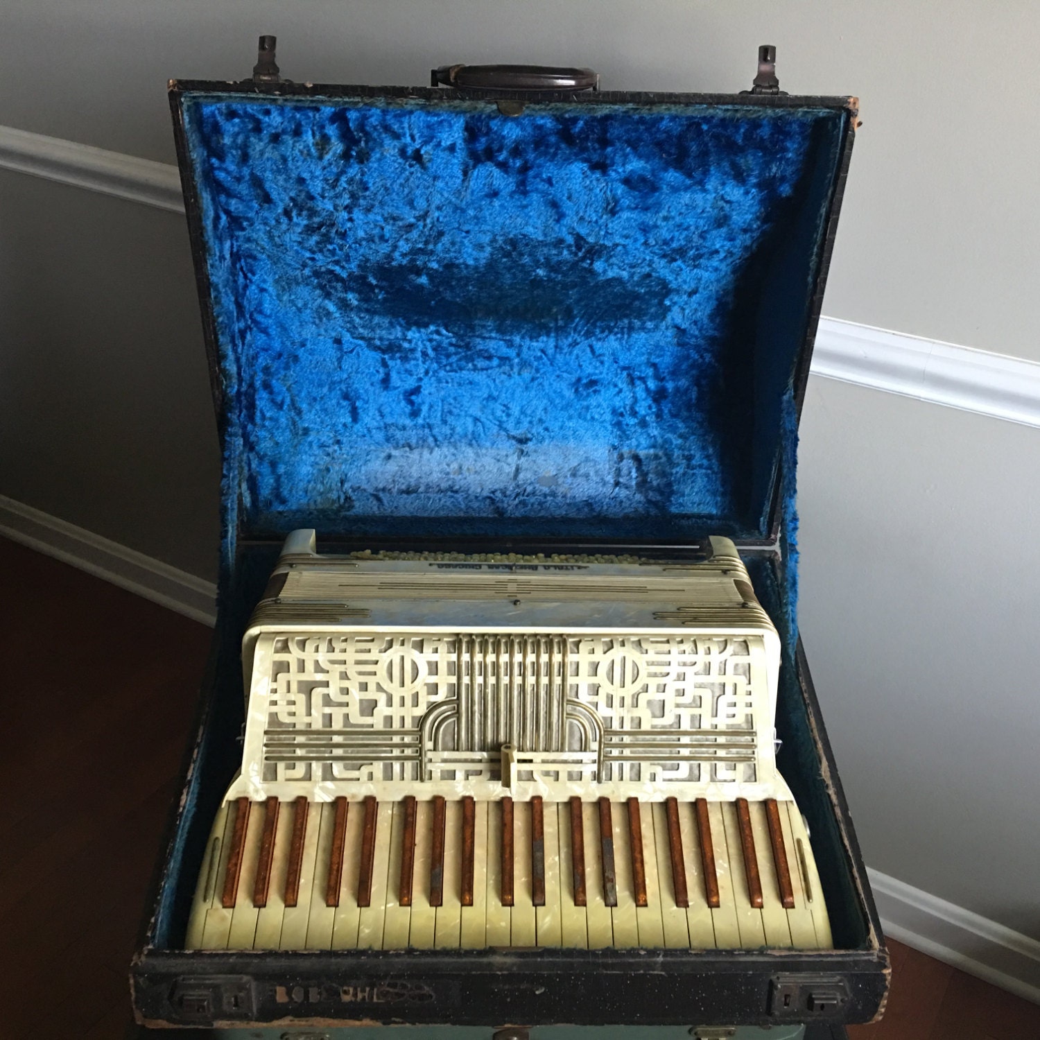 Vintage Accordion Pearl White Accordion Italo American