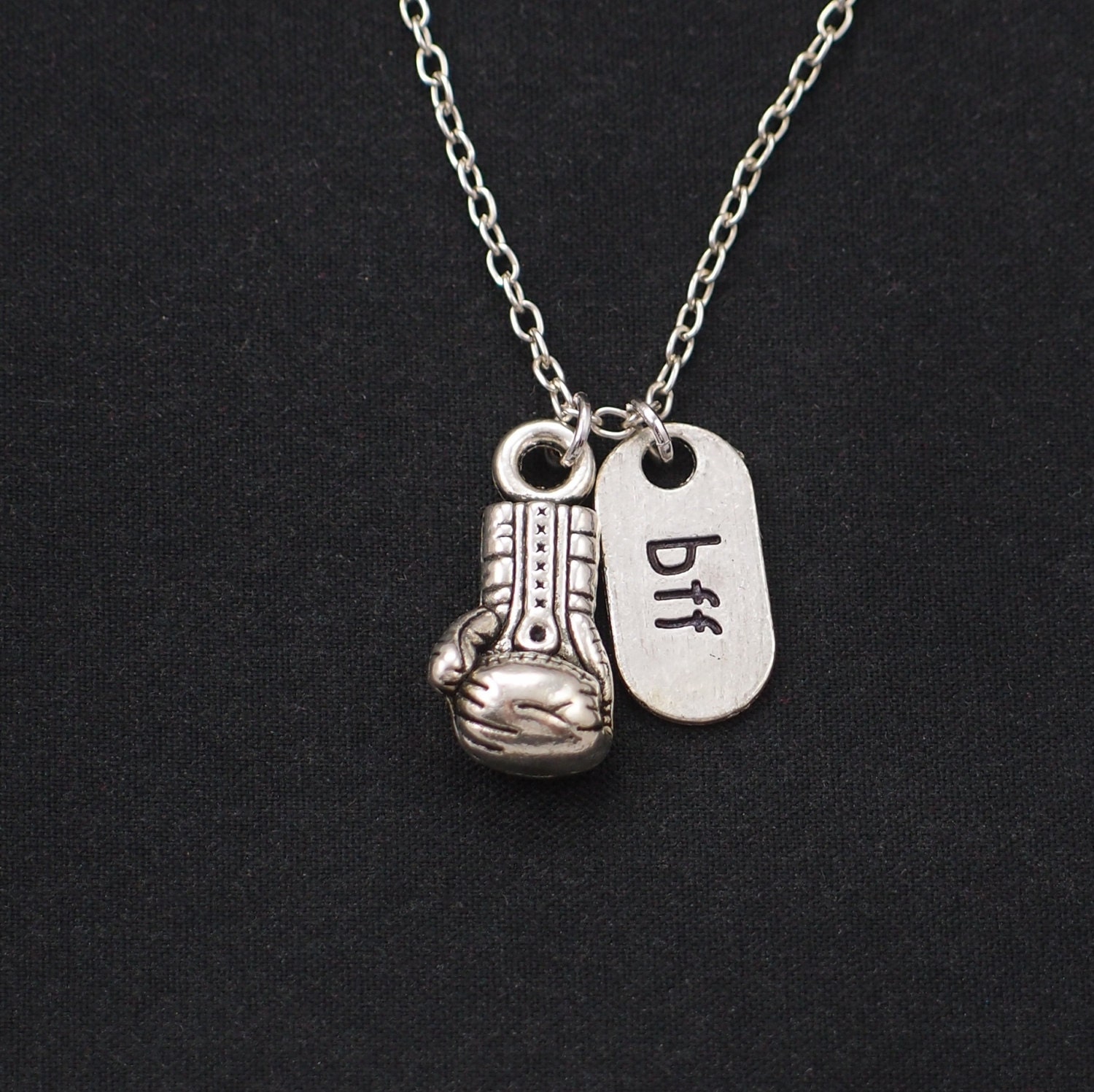boxing glove necklace sterling silver filled bff best