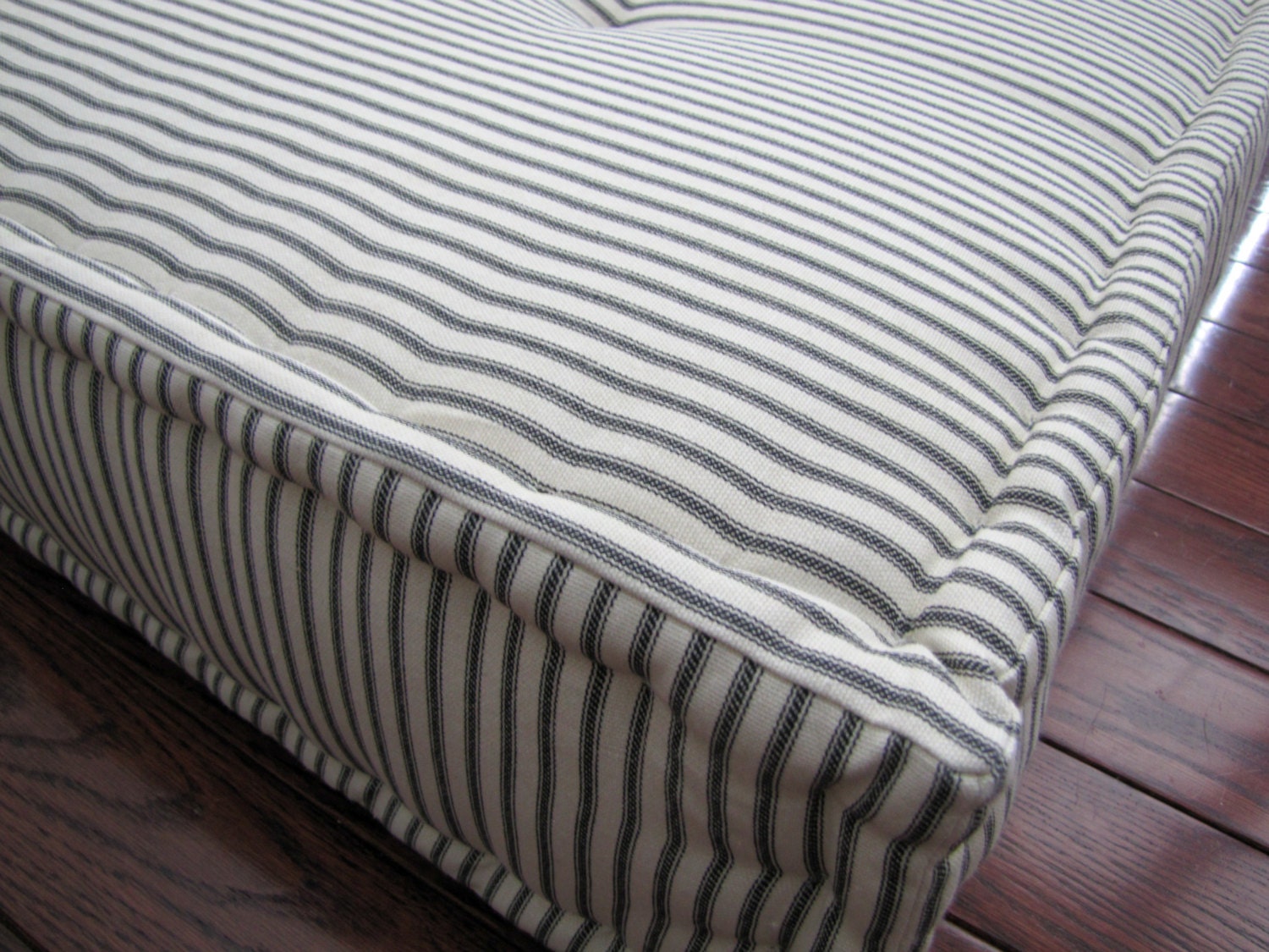 Custom Cushions Black Ticking Stripe French Mattress