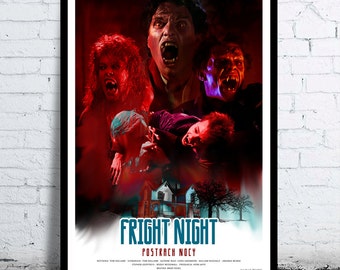 FRIGHT NIGHT alternative movie poster / print horror vampire Chris Sarandon William Ragsdale Amanda Bearse Stephen Geoffreys Roddy McDowall