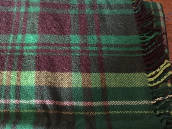 PICNIC RUG Green Tartan Travel Rug Onkaparinga Pure Wool