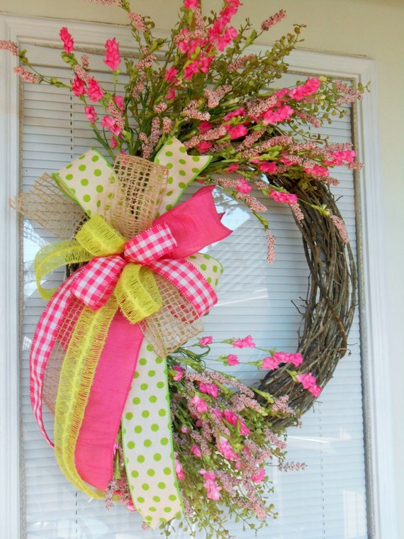 Spring wreath Easter wreath Double door by CottageHouseWreaths