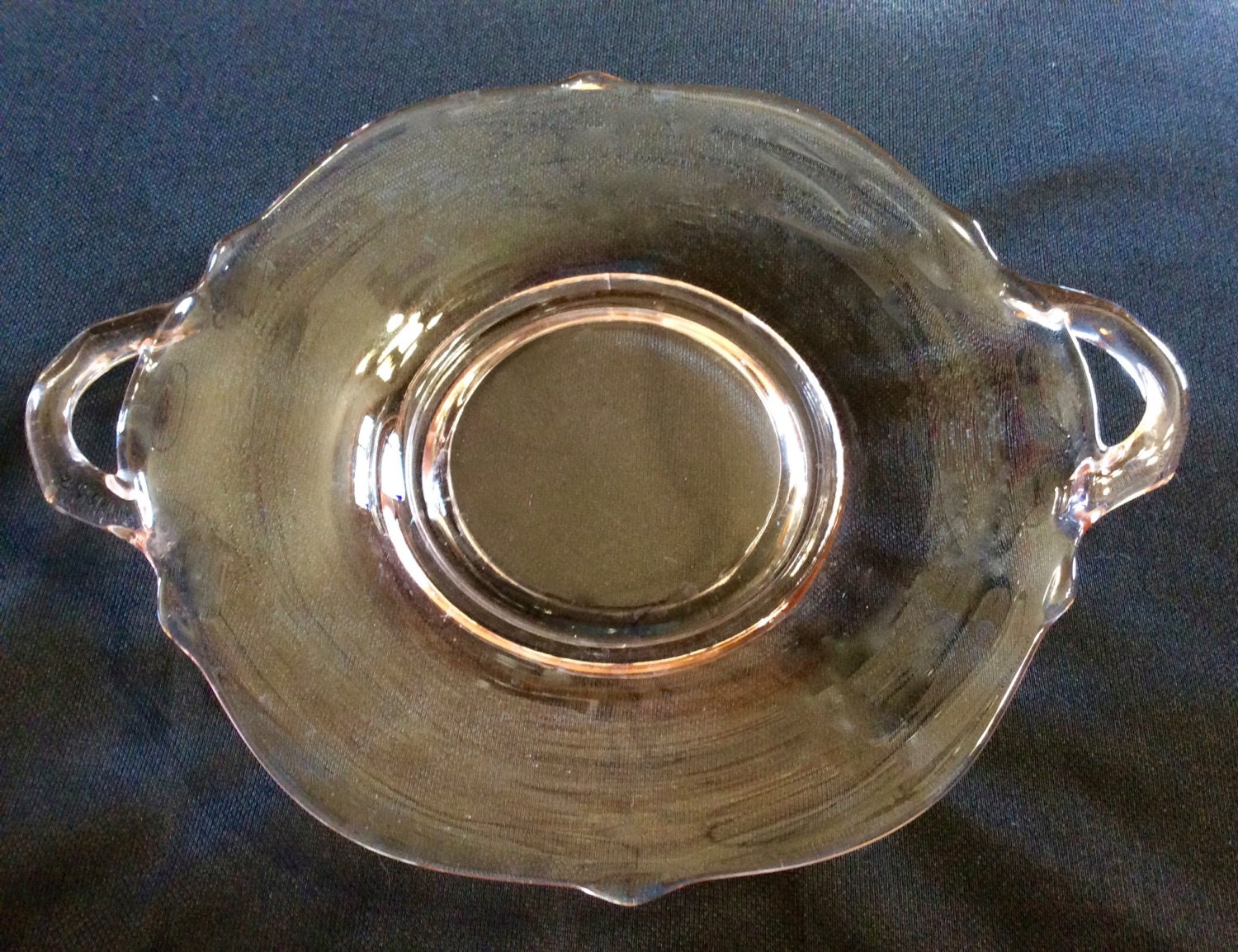 Vintage Pink Depression Glass Dish with Handles Candy Dish
