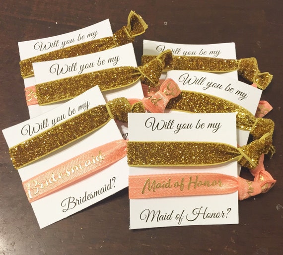 Bridesmaid elastic hair tie party favor//party by ThreeCricketCo