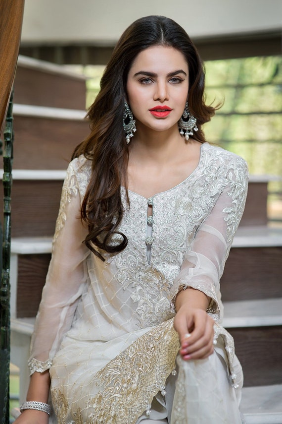 off white pakistani dress