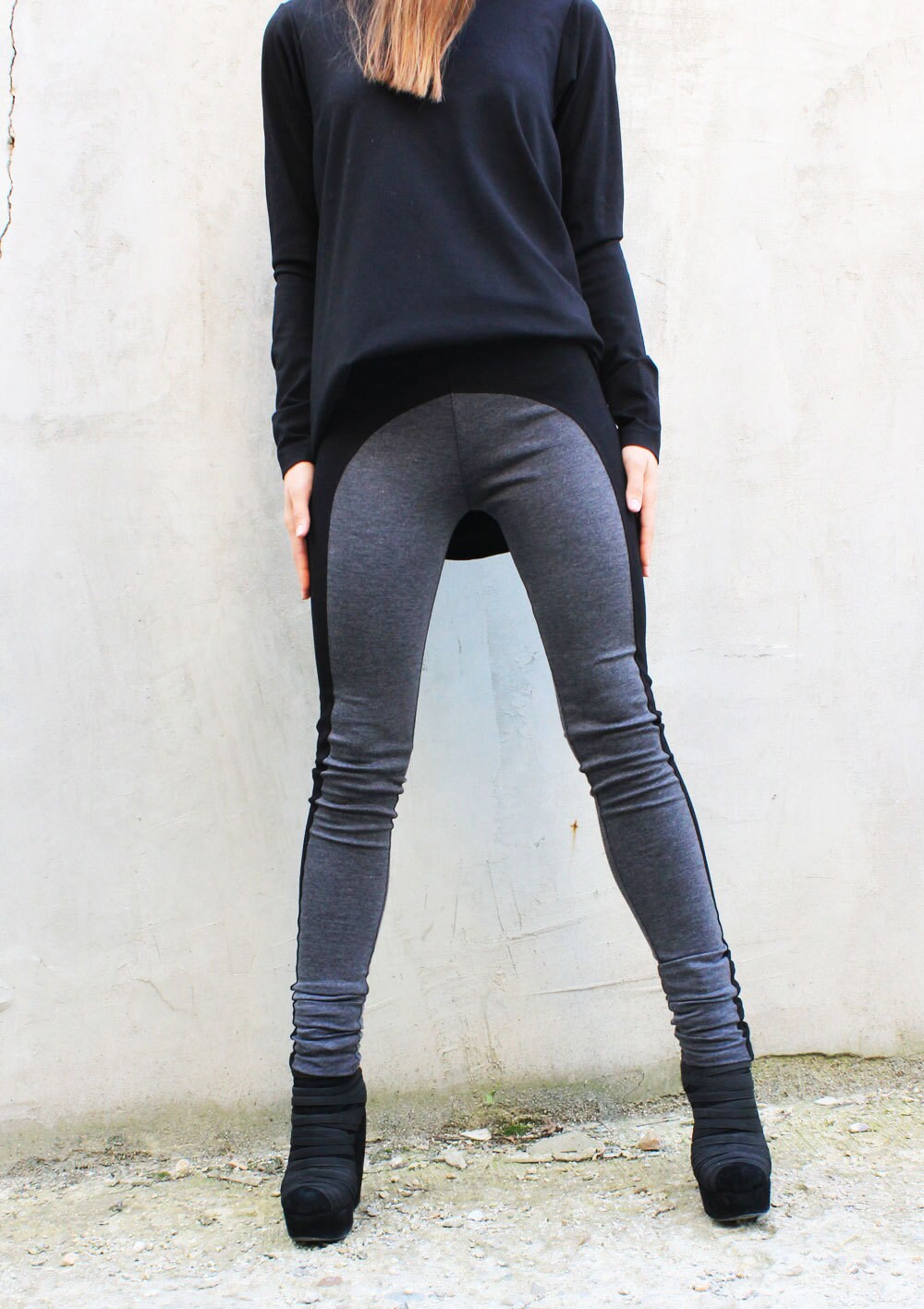 Black Leggings / Sport Pants / Cotton Yoga Leggings/ Black