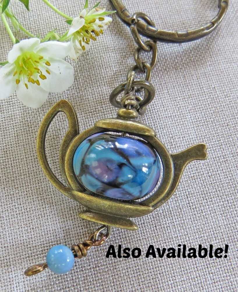 Lampwork Keychain Lampwork Bead Keychain Beaded Teapot