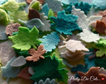 Felt Leaves, Small Green and Brown Leaves, Felt Foliage, Delicate Die Cut Leaves, Tiny Decorative Leaf, Die Cut Leaf Craft Embellishment