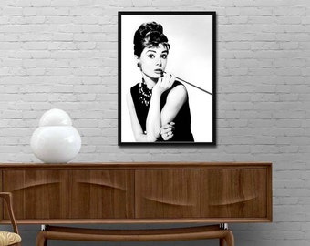Audrey Hepburn art poster Audrey Hepburn photo print Breakfast at Tiffany's Modern design print Minimalist style wall decor Best price art