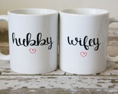 Hubby and Wifey Coffee Mugs | Mr and Mrs Mugs | Bride and Groom Mugs | Wedding Registry | Bridal Shower Gift | Wedding Gift | Couples Shower