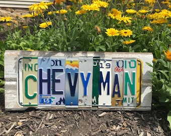 Chevy Man Sign- Chevrolet Gift- License Plate Sign Chevy- Chevy Sign- Chevy Lover- Dad Gift- Grandpa Gift-Birthday Gift