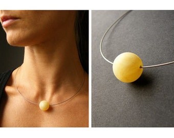 Amber Necklace, baltic amber, ball, polished,gift,genuine amberstone,modern,gift for him and she, giftbox, Silver 925, NEW,UNIQUE Handmade