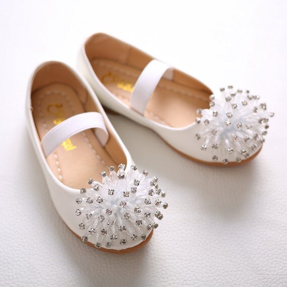 White Flower Girl Shoes Toddler Girl Shoes Bling Silver Kids