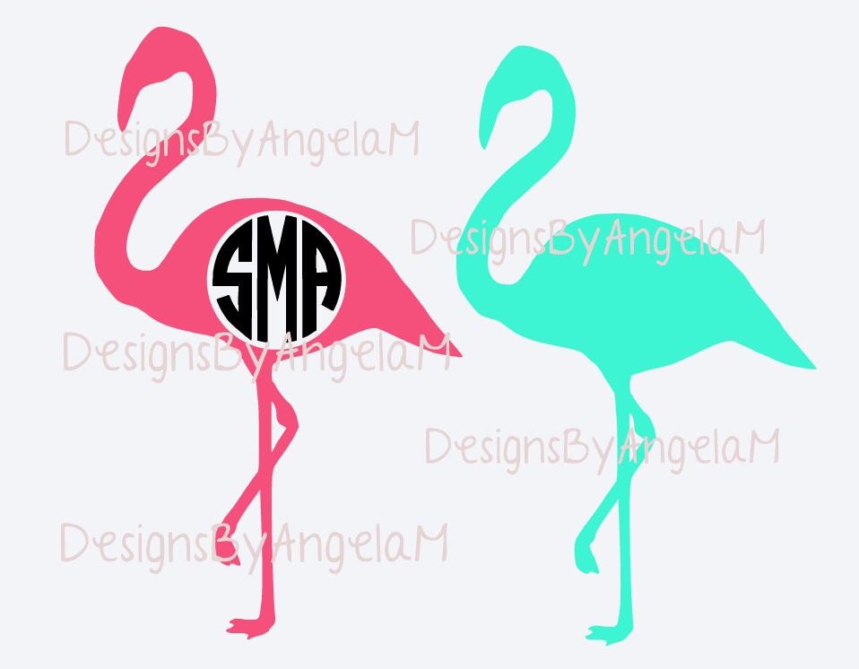 Download SVG Flamingo Monogram Initials SVG Digital cutting file