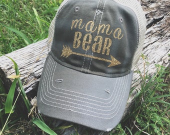 Mama Bear Trucker Hat, Mesh Hat, Trucker Hat, Hat, Caps, Headwear, Womens Trucker Hat, Gift, Womens Cap