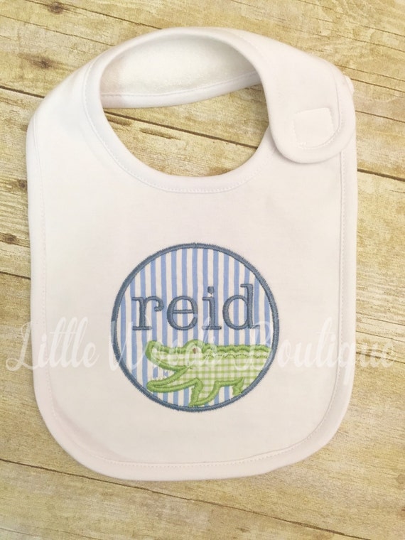 Baby Boy Alligator Bib Alligator Patch Applique