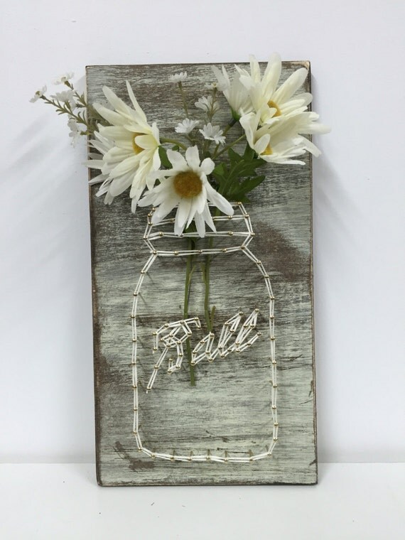 Mason Jar String Art. Rustic Wall Art. Ball by mckennahgraceandco