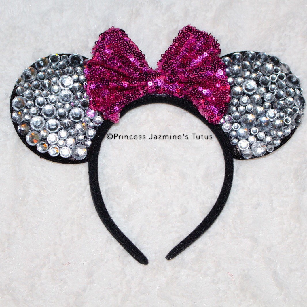 Minnie Mouse ears . Pink bow Minnie Mouse by PrincessJazmineTutus