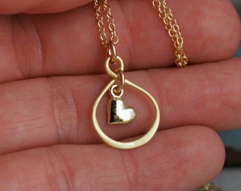 Friendship Necklace- Gold Plated Infinity Necklace with heart - Forever Friends - Long distance