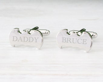 Batman Cufflinks for Men, Personalized Engraved cuff links, Superhero Handmade Name Custom Cufflinks, Groom Groomsmen Wedding Gift