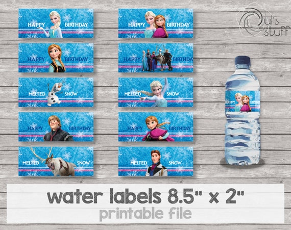 Etiquetas para botella de agua de Frozen imprimibles