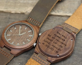 Wood Watch HAVERN Engraved Wooden watch - Wood watch for Men - Groomsmen Gifts - Anniversary Gifts - Birthday Gift W-214