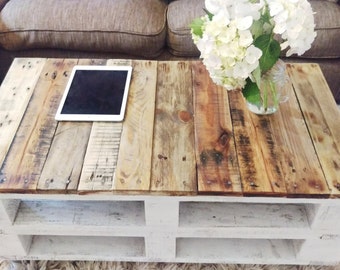 Pallet Coffee Table "LEMMIK" Farmhouse Style, Rustic, Shabby Chic & Industrial looking Reclaimed Wood, Upcycled Solid Wood