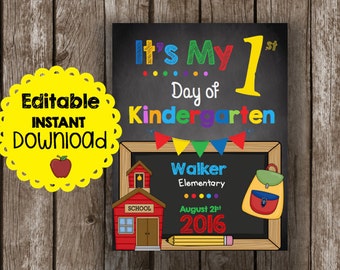 first day of kindergarten letter board