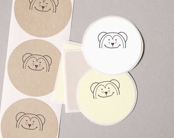 goody bag stuffers MONKEY label stickers contemporary cute modern minimalist 20 medium 2" birthday party favors gifts for kids bag seals