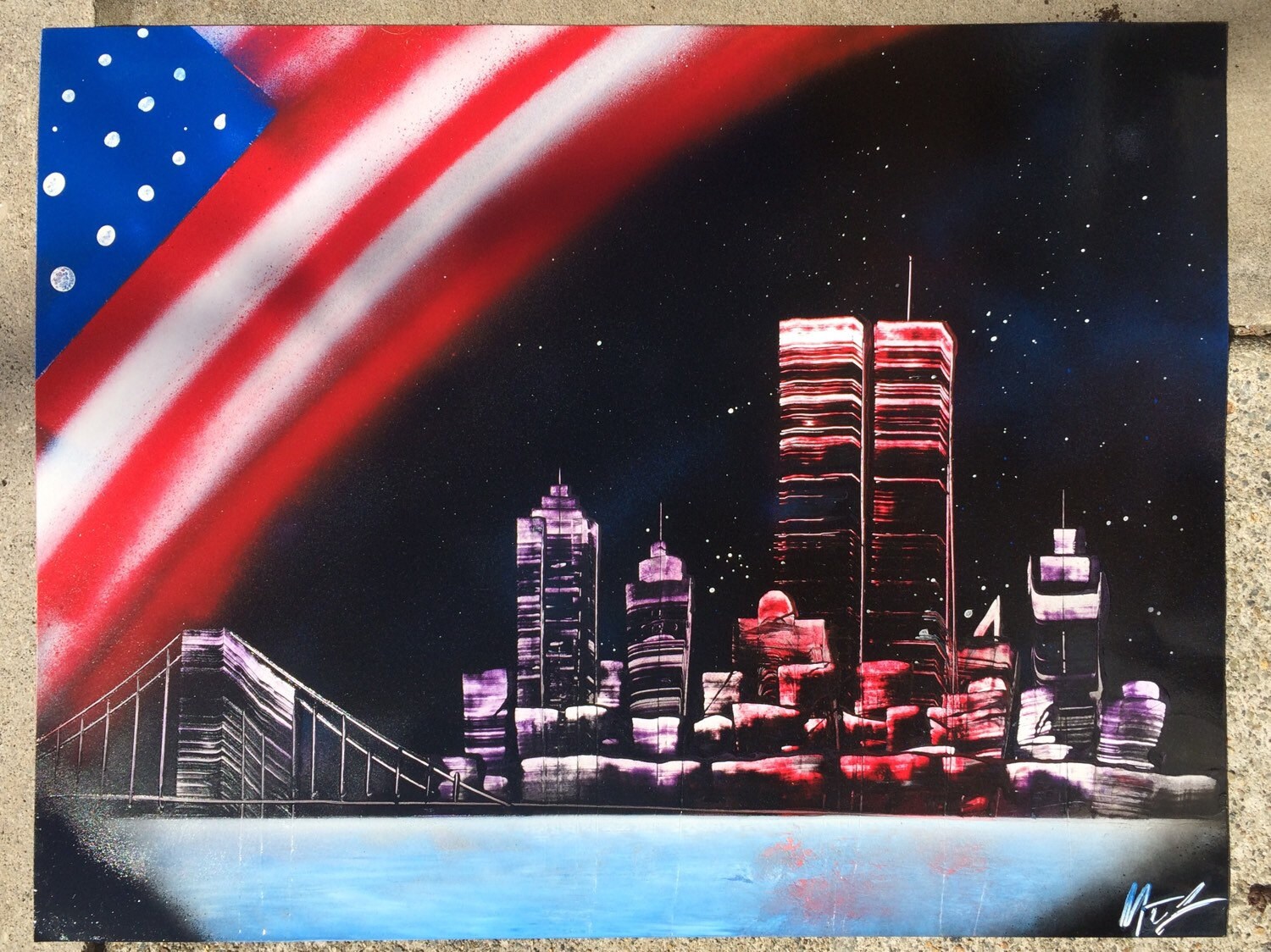 American Flag NYC Spray Paint Art by MattSprayPaints on Etsy