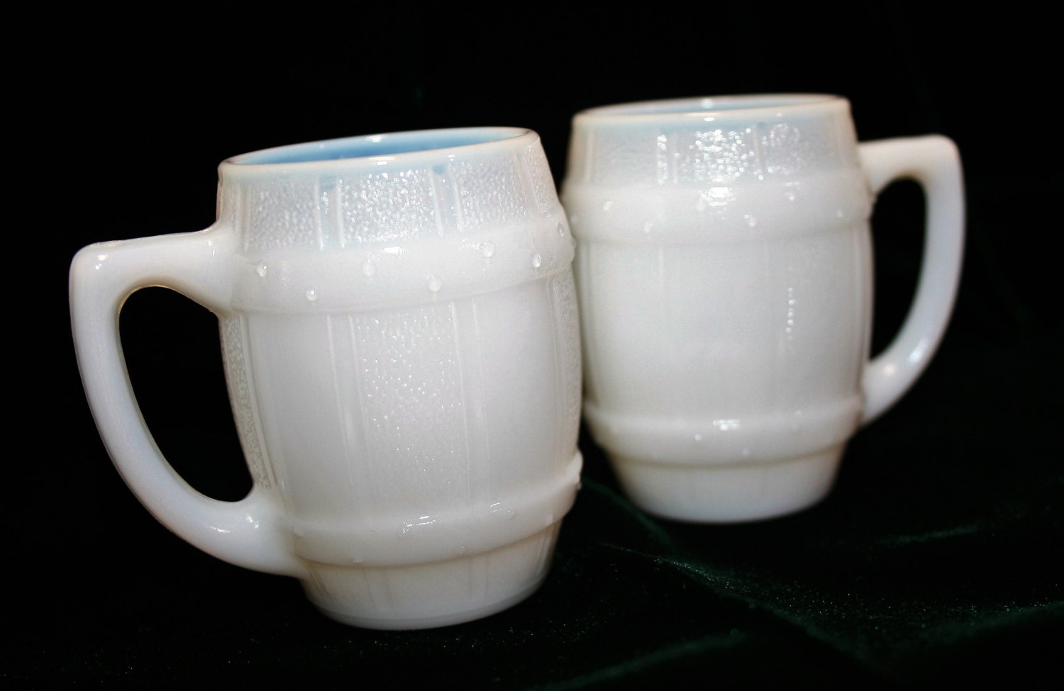 SALE Vintage milk glass shot glasses barrelstyle toothpick