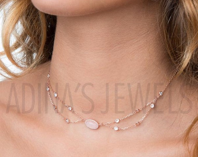 Pink Sterling Silver Choker | Pink Choker | Silver Choker | Cubic Zirconia Choker | CZ Choker | Choker Necklace | Pink Necklace | Necklace