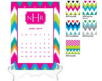 2016 Desk Calendar / Custom Calendar / Calendar with Stand / Personalized Calendar / 2017 Custom Calendar / Monogrammed Calendar / Preppy
