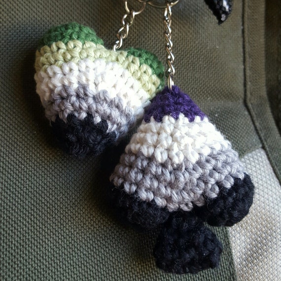 Aromantic Asexual Pride Amigurumi Heart Spade Keychain MADE TO