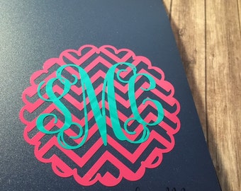 Chevron monogram decal, monogram sticker, monogram, vinyl decal, initial monogram, personalized gift, car decal, water bottle decal, custom