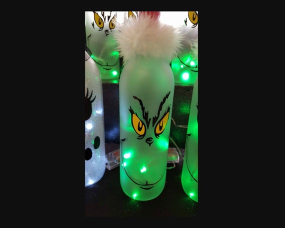 Battery Operated Lighted Grinch Wine Bottle Perfect Gift