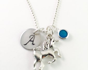 Personalized Unicorn Necklace, Initial unicorn necklace, personalized jewelry, unicorn necklace, girl gift, gift for her