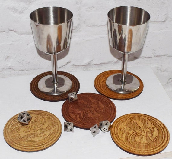 Set of 2 Fantasy Coasters Pathfinder Drink Coasters Wooden