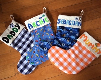 COMPLETELY PERSONALISED Christmas Stockings, Made To Order, Quality Padded and Lined, 55cm Long