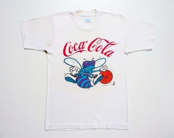 Vintage 80's Tee-Shirt Coca Cola Charlotte Hornets Basketball Team