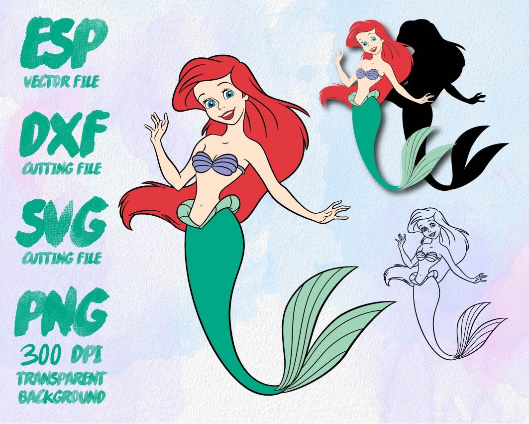 Download Disney Princess Ariel Clipart SVG Cutting ESP Vectors