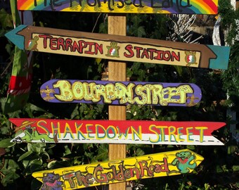 Handmade by Yard Funk Grateful Dead Inspired Garden and Home Decor/Yard Art/Signs w/Post Tabletop Signpost